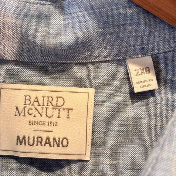 NWT Baird McNutt x Murano Big & Tall Long Sleeve Solid Linen Woven Shirt, 2XB - Picture 4 of 12